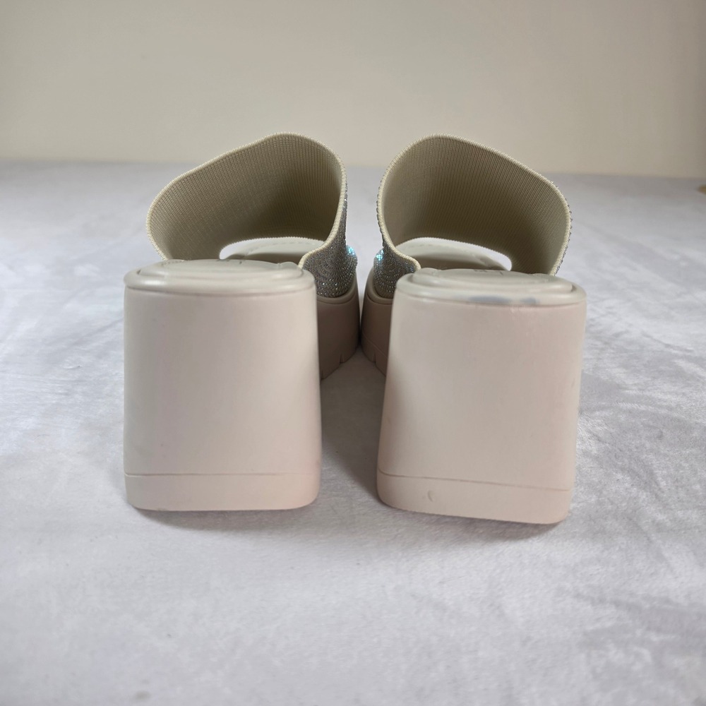 Soda Select Womens Rhinestone Embellished Platform Wedge Slide Sandals Beige 7.5 - Picture 5 of 9
